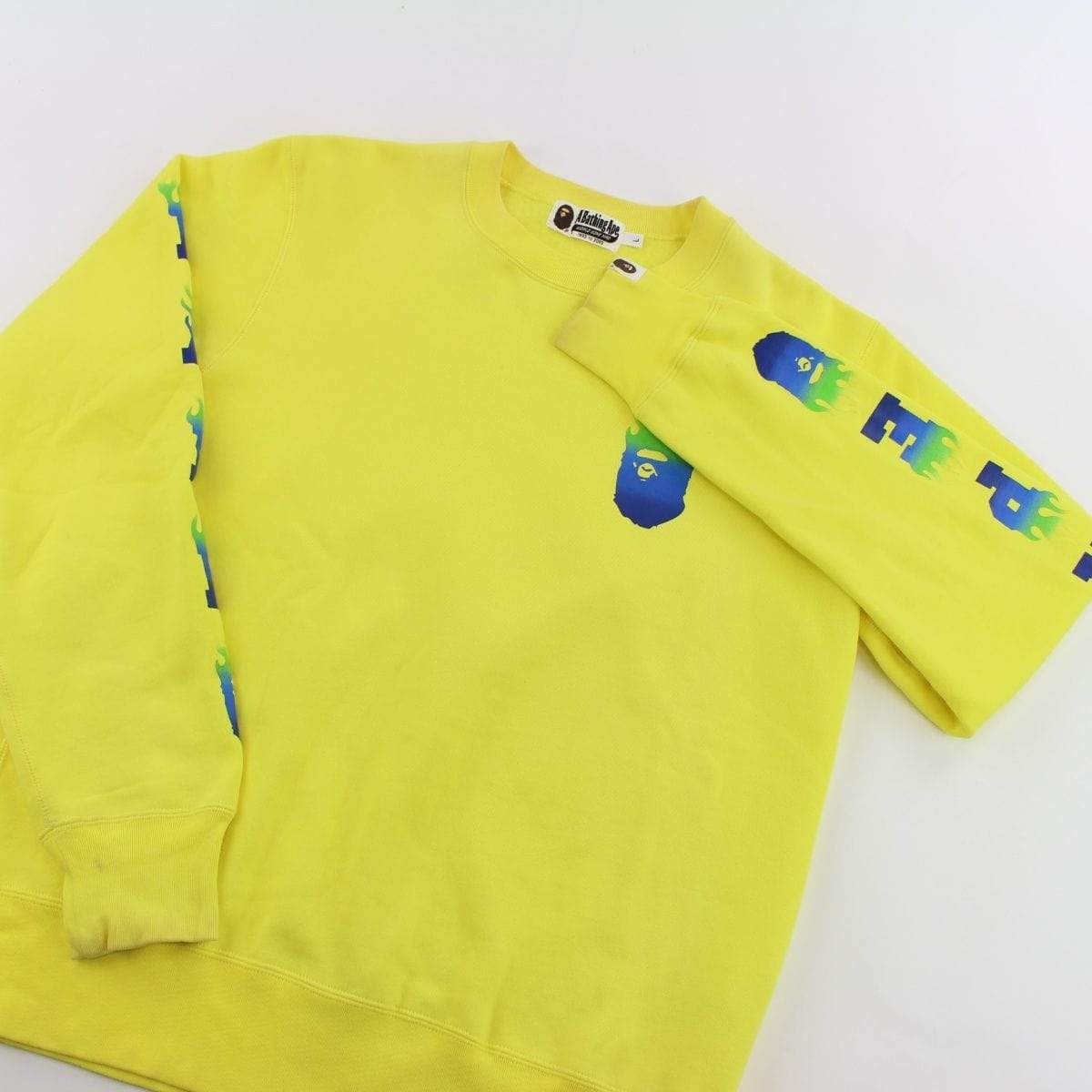 Bape Flame Big Ape Logo Crew Yellow - SaruGeneral