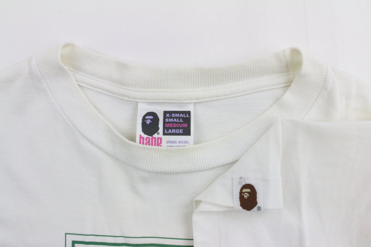 Bape Green busy works 3D Text Tee White - SaruGeneral