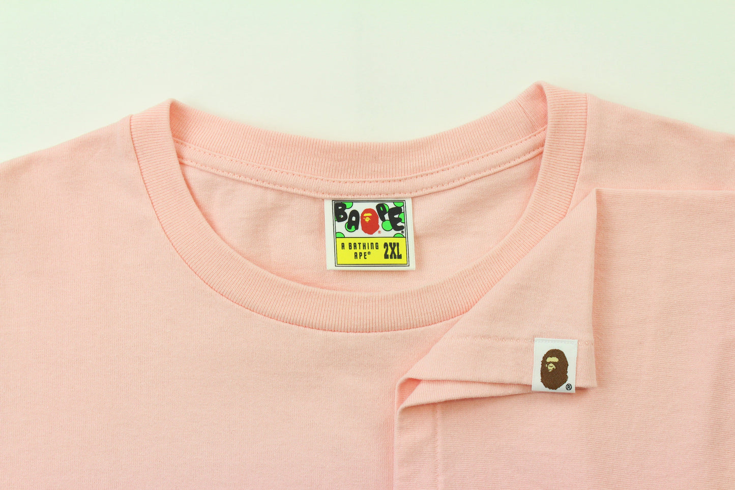 Bape Green katakana text Big Ape Tee Pink - SaruGeneral