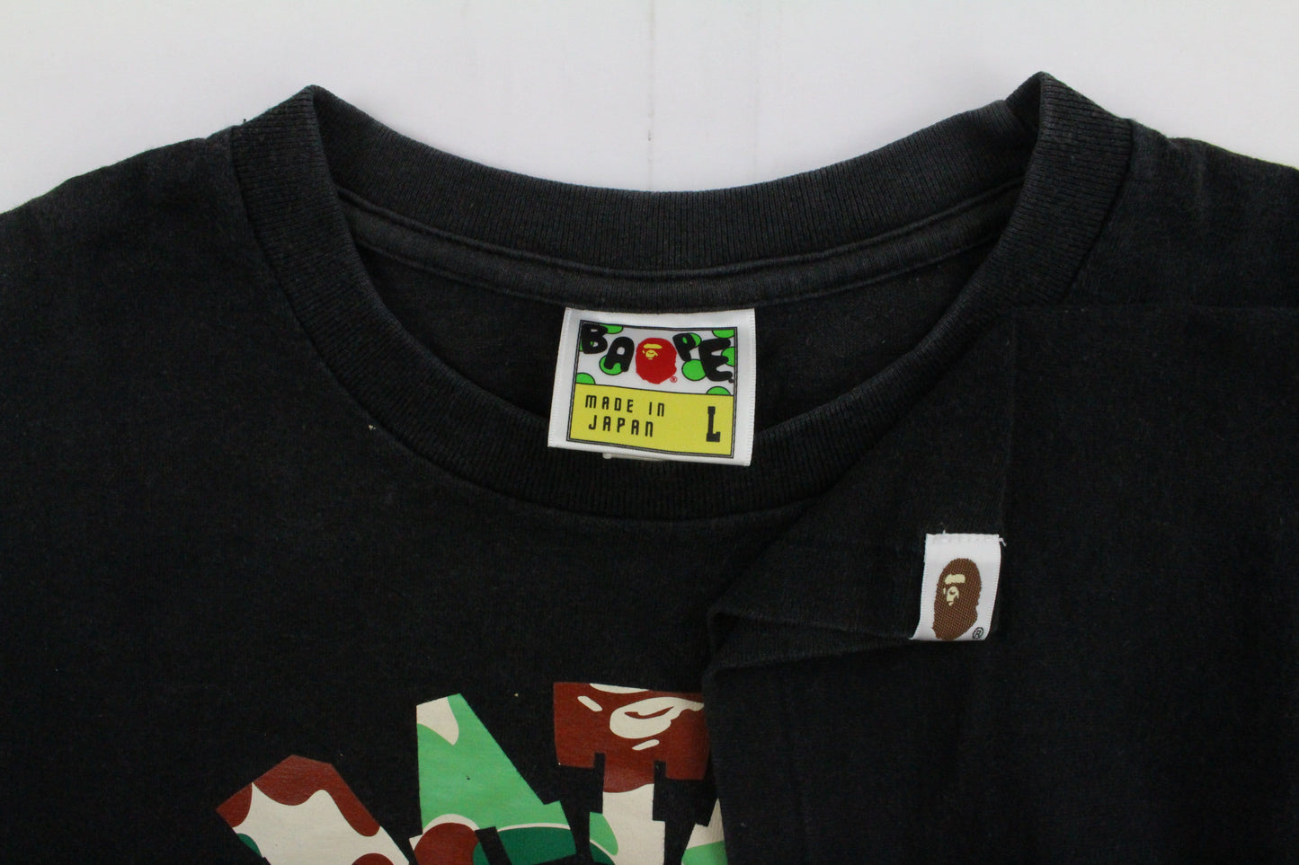 Bape Green Brown College Logo Tee Black - SaruGeneral