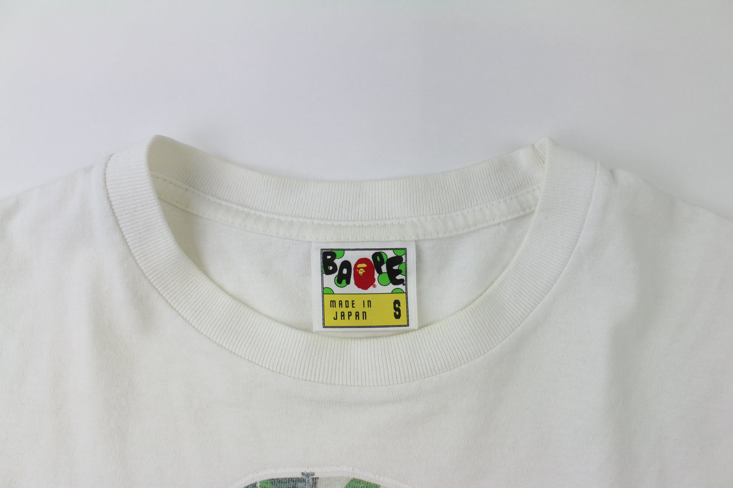 Bape Green Camo 3D Text Ape Logo Tee White - SaruGeneral