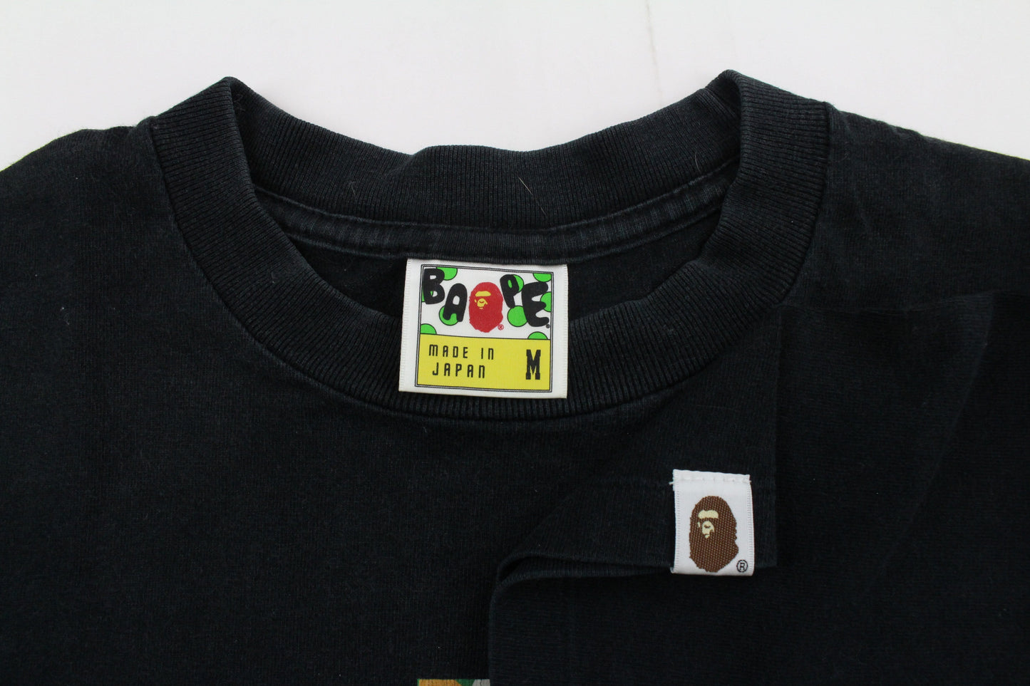 Bape Green Duck Camo College Logo Tee Black - SaruGeneral