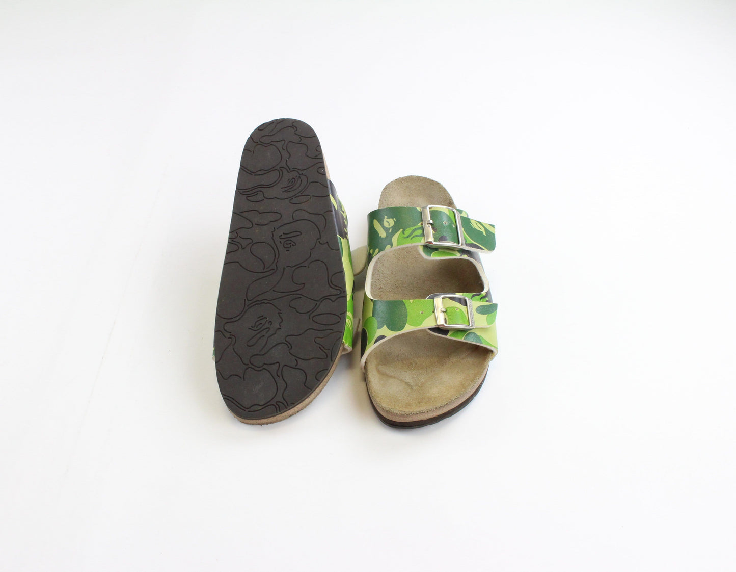 Bape Green Flaming Camo Birkenstocks - SaruGeneral