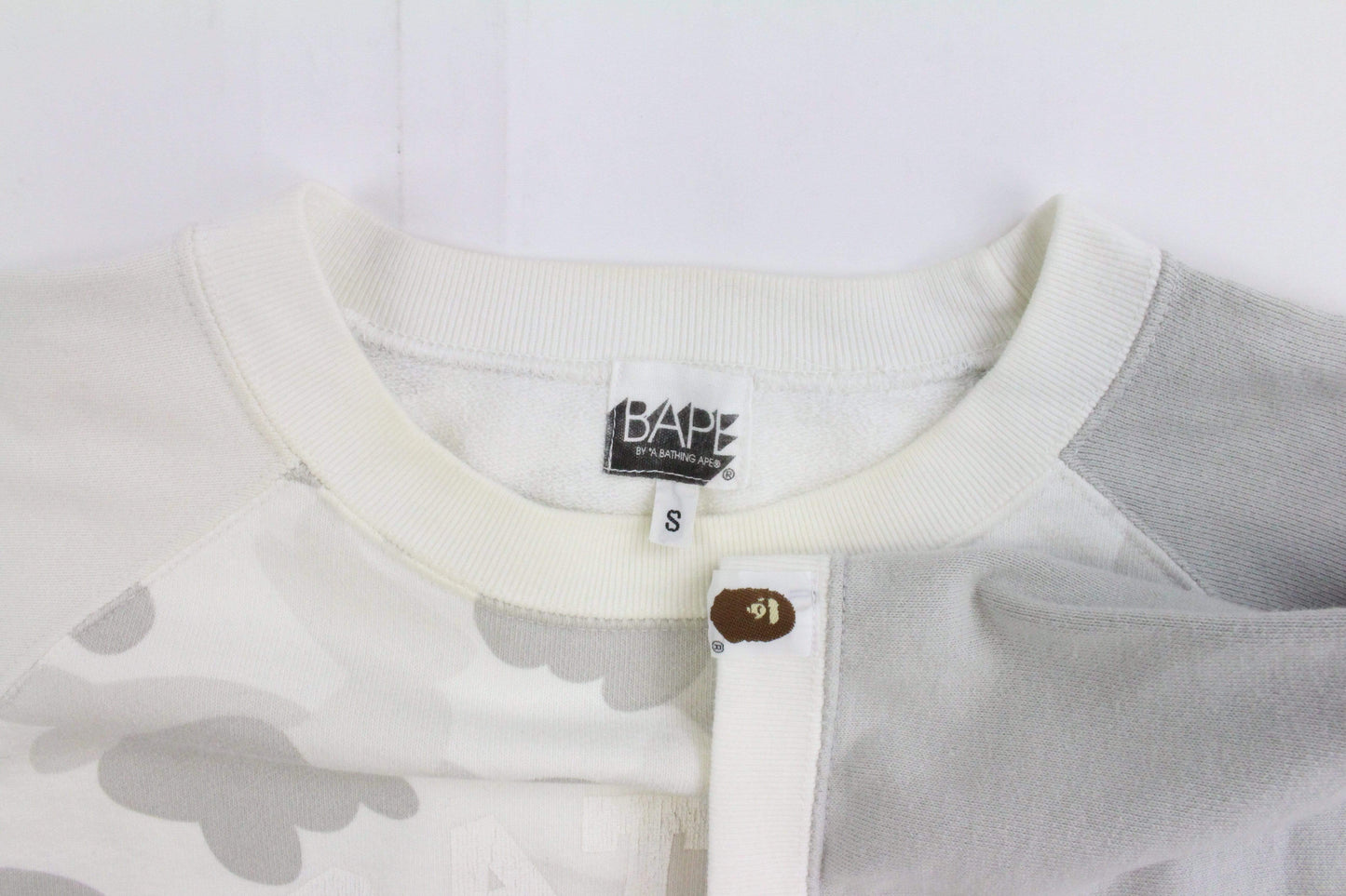 Bape white Camo College Logo Crew SSS - SaruGeneral