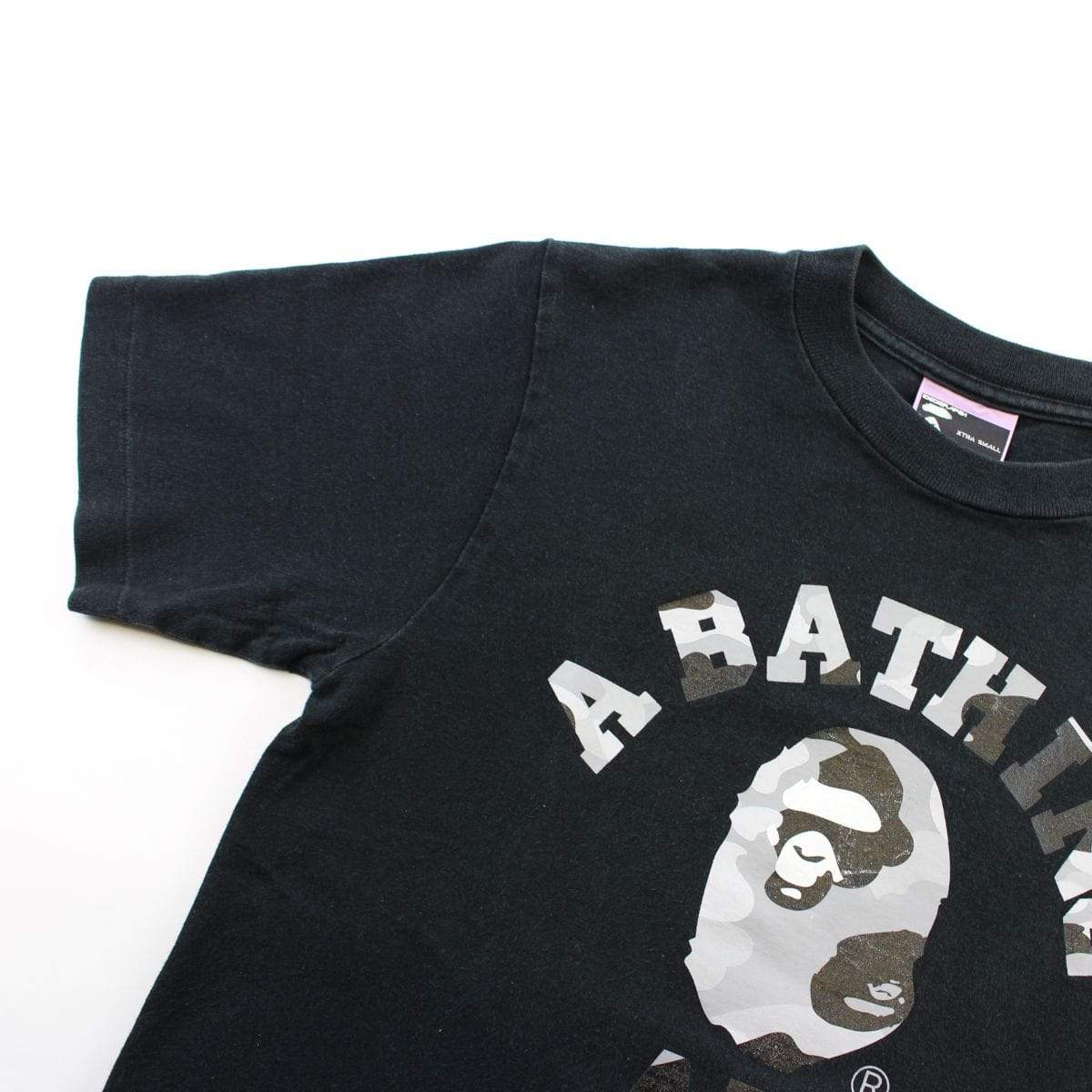 Bape Grey Camo College Logo Tee Black - SaruGeneral