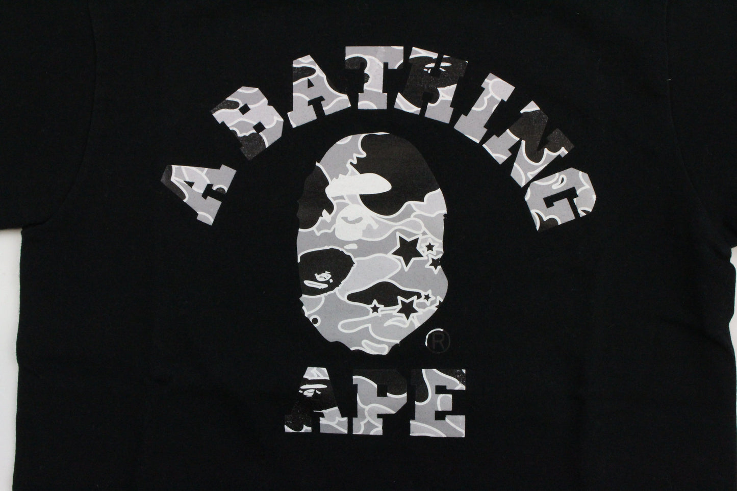 Bape Grey Psyche Camo College Logo Tee Black - SaruGeneral