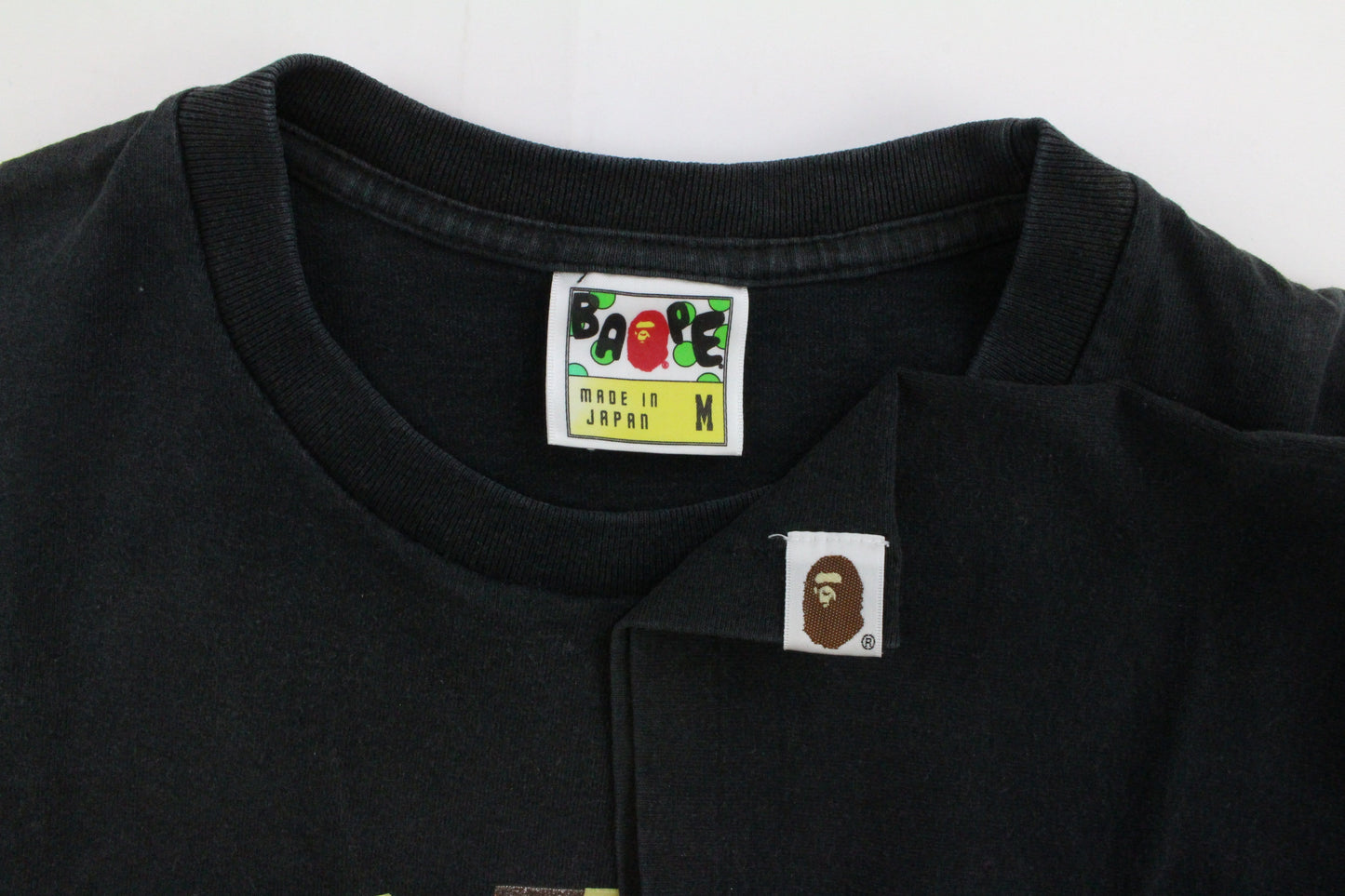Bape Light Green Camo College Logo Tee Black - SaruGeneral