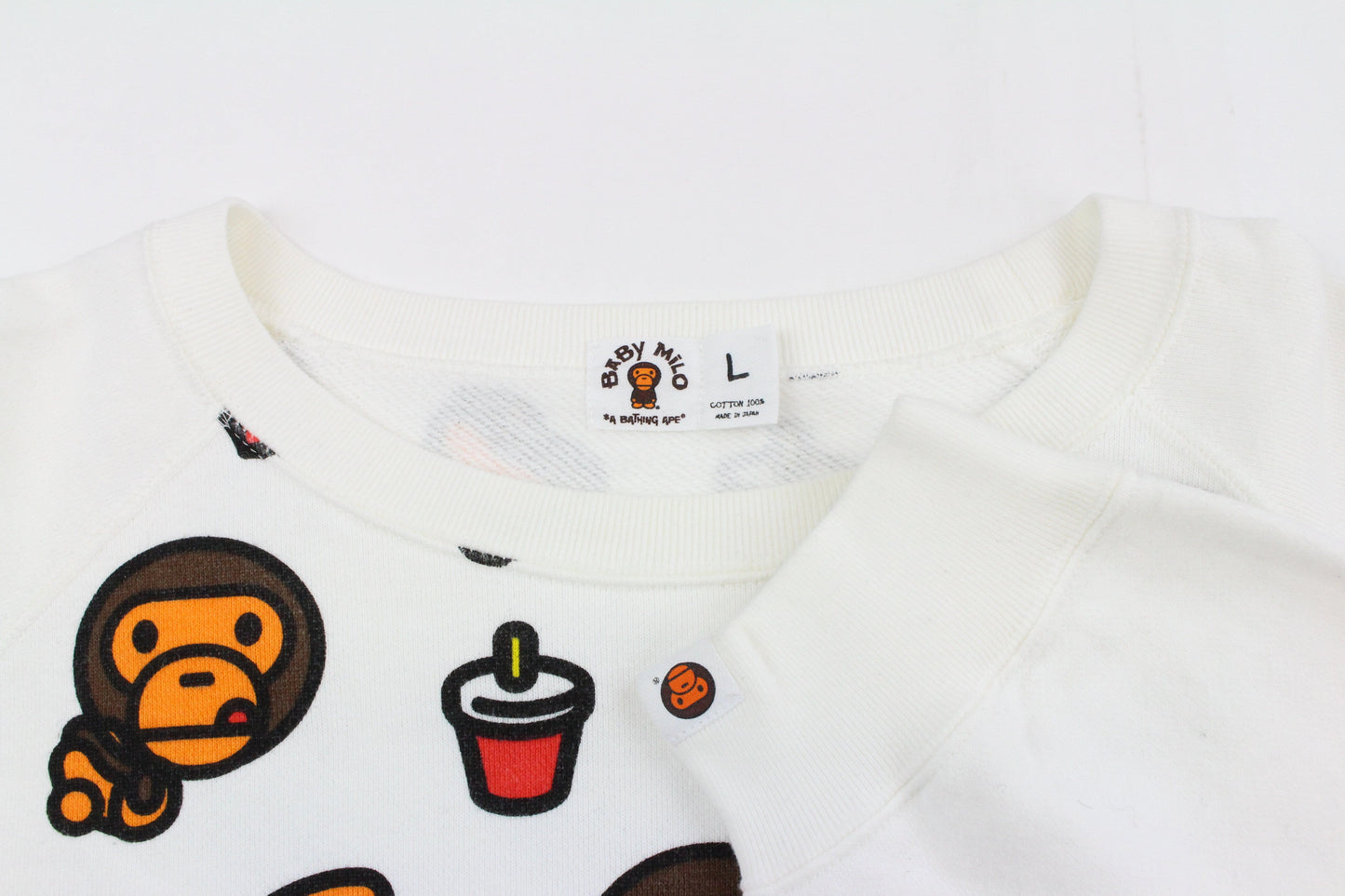 Bape Milo Food Monogram LS White - SaruGeneral