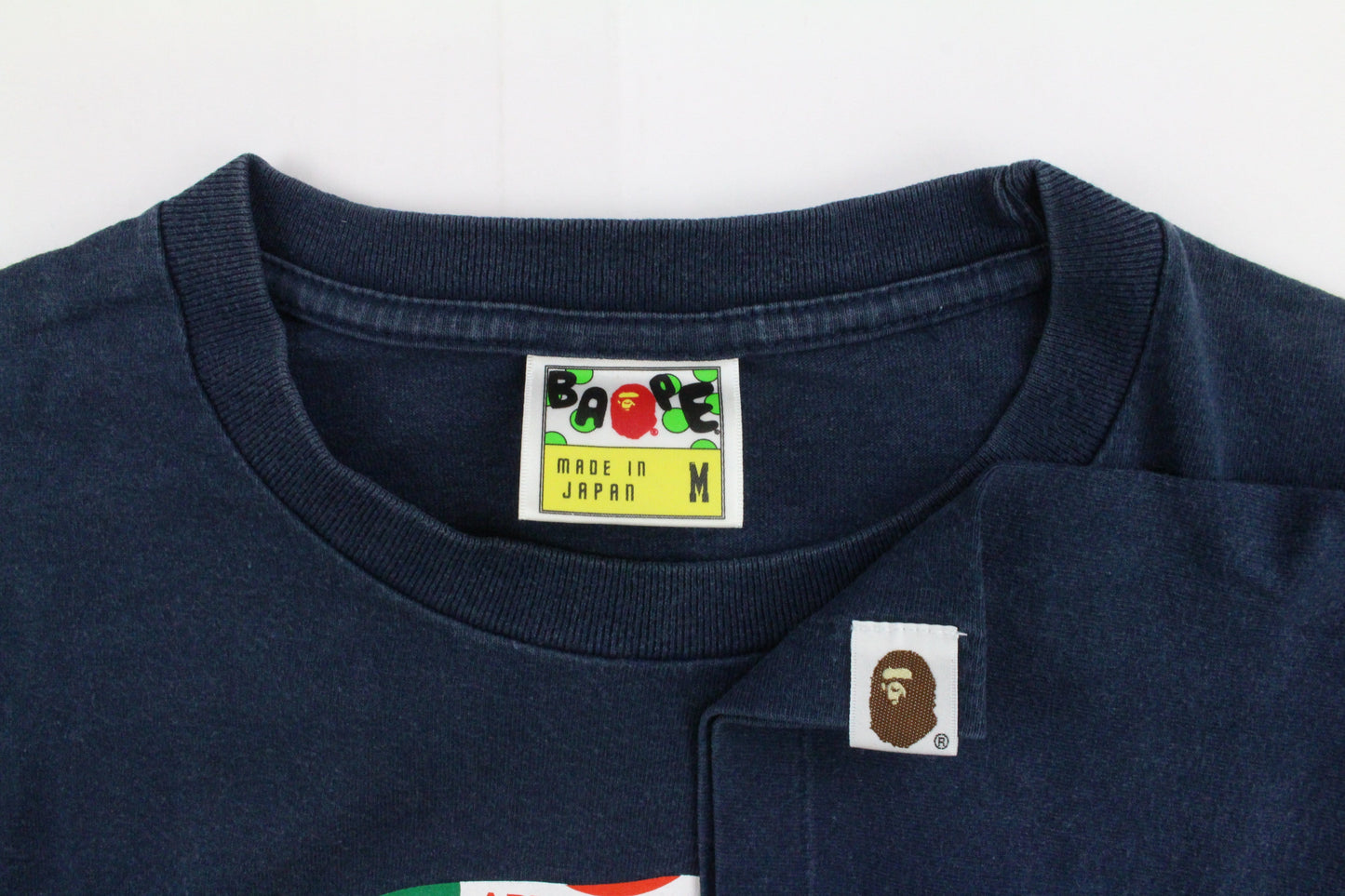 Bape Multi Coloured Generals Big Ape Logo Tee Navy - SaruGeneral