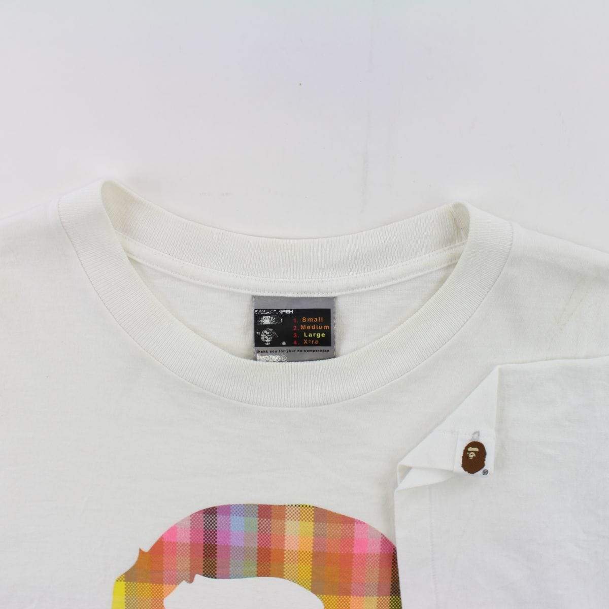 Bape Multi Plaid Big Ape Logo Tee White - SaruGeneral