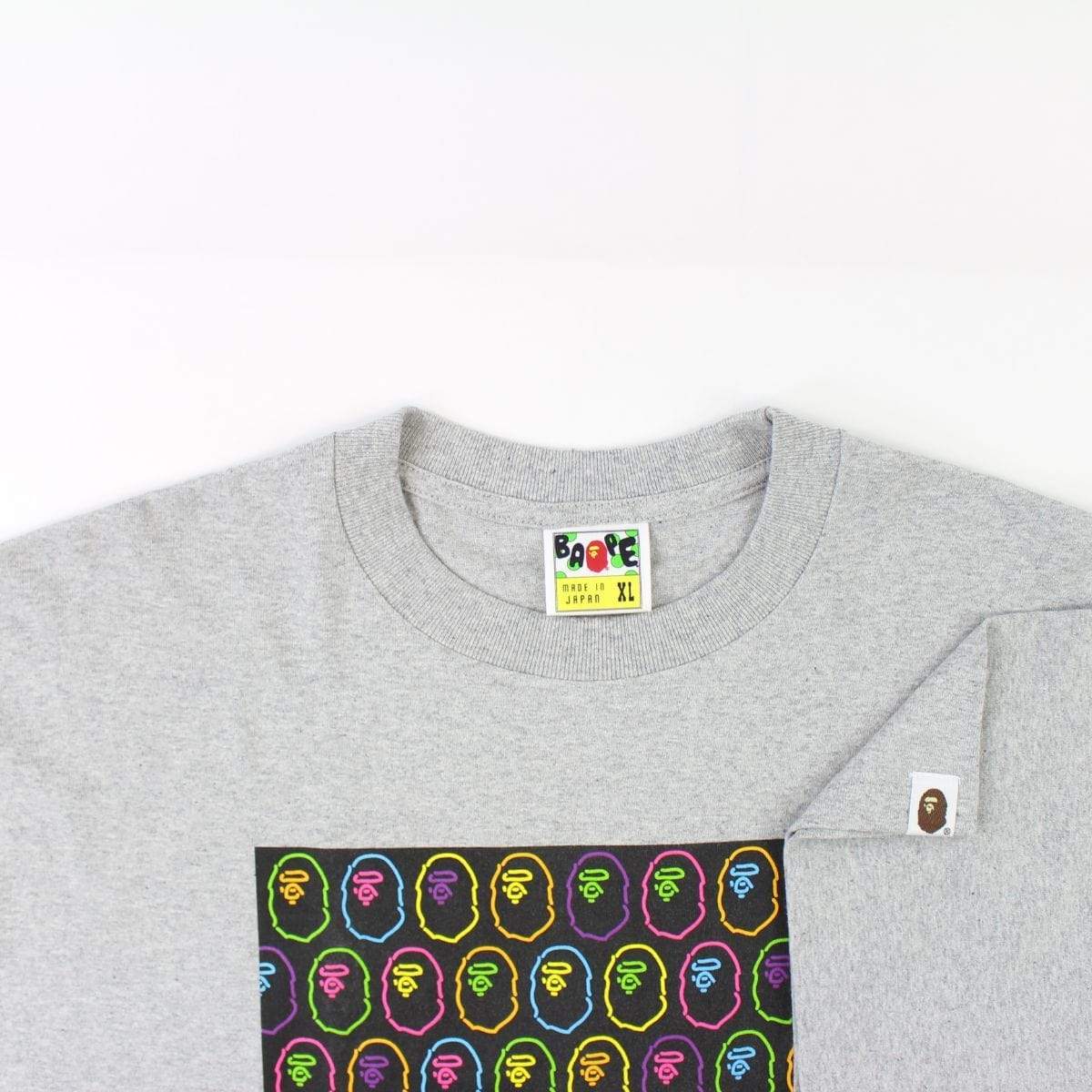 Bape Neon Big Ape Logos Print Tee Grey - SaruGeneral