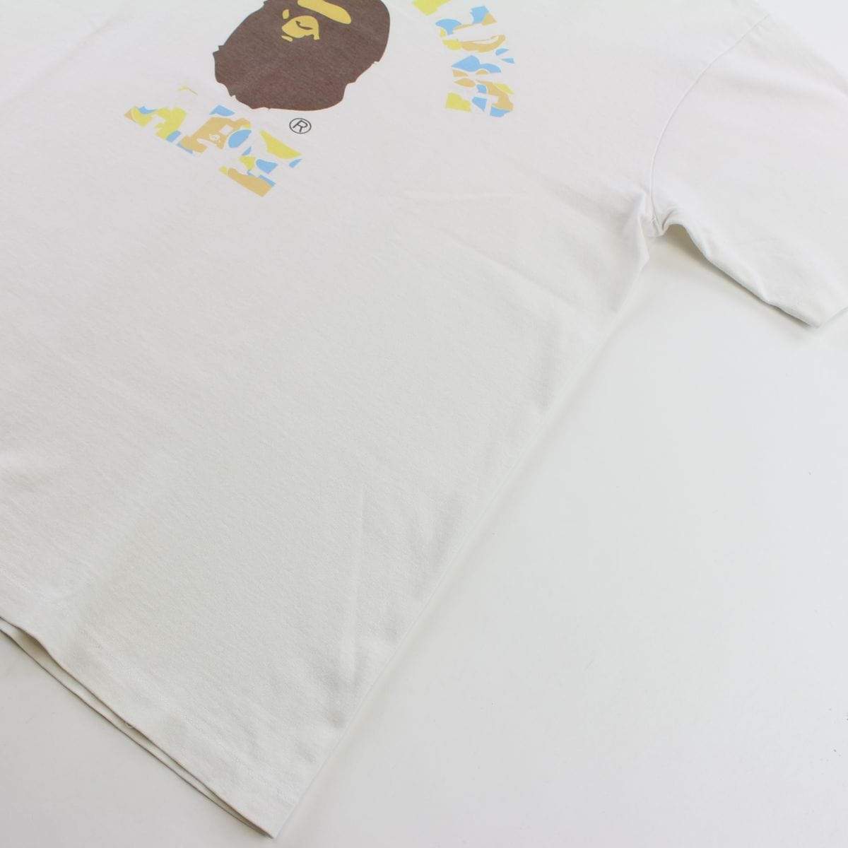 Bape Orange & Blue College Logo Tee White - SaruGeneral