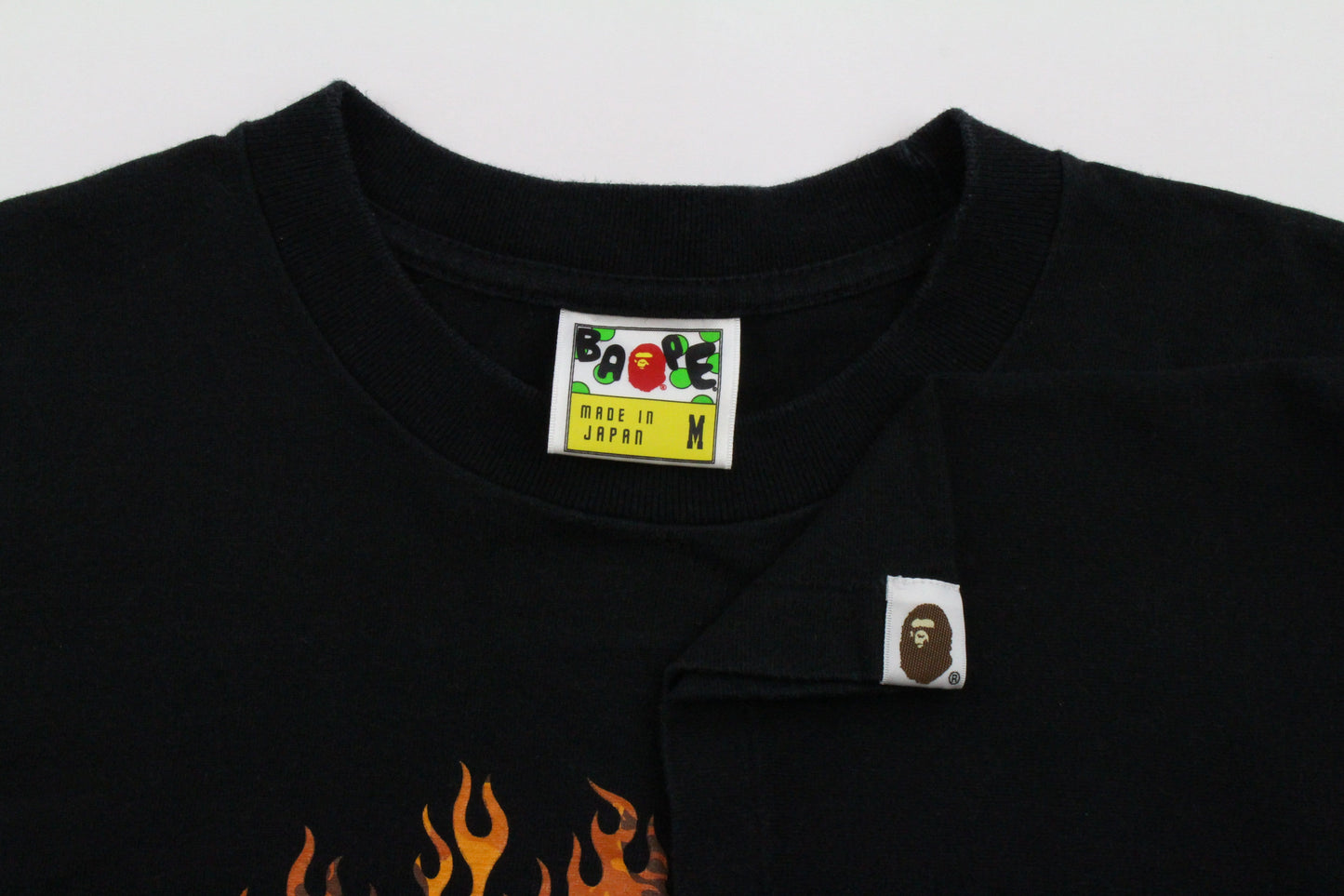 Bape Orange Flame Camo College Logo Tee Black - SaruGeneral