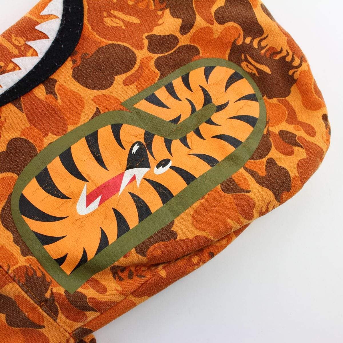 Bape Orange Flame Camo Shark Full Zip Hoodie - SaruGeneral