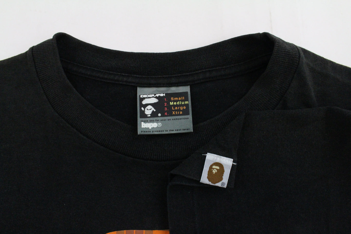 Bape Orange/Green Plaid Big Ape Logo Tee Black - SaruGeneral