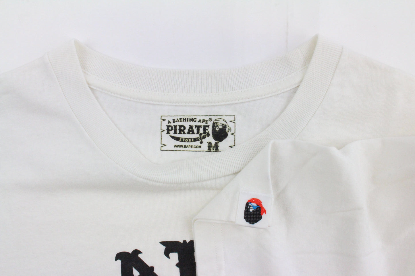 Bape Original Pirate Store College Logo Tee White - SaruGeneral