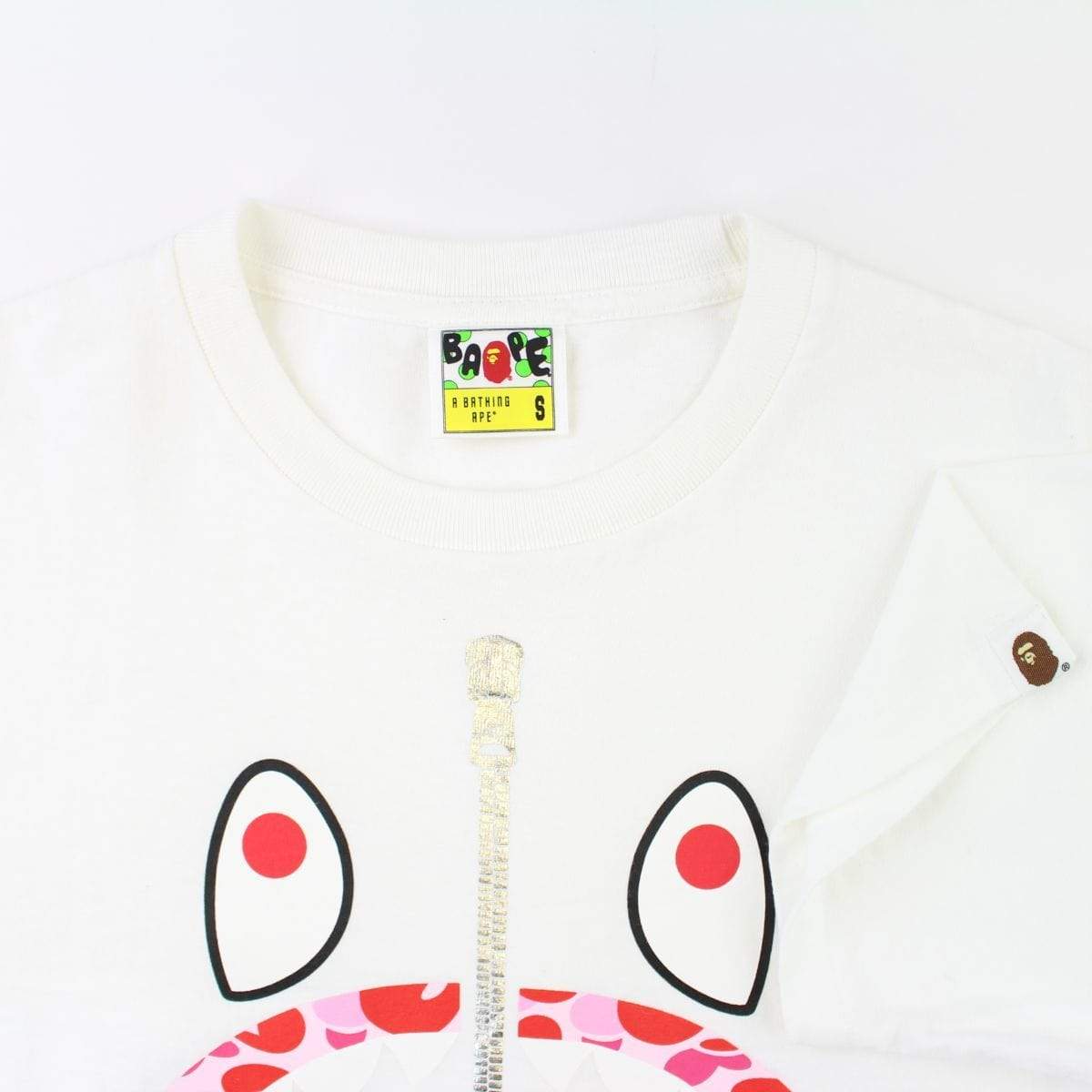 Bape Pink Camo Baby Milo Shark Face Tee White - SaruGeneral