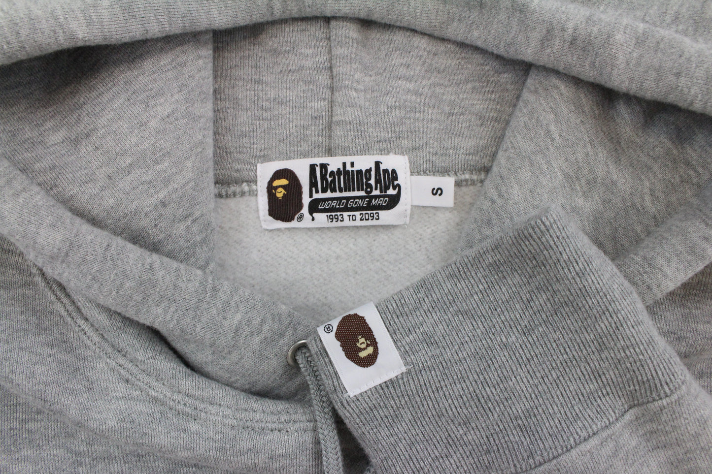 Bape Pink blue STA Embroided College Logo Hoodie Grey - SaruGeneral