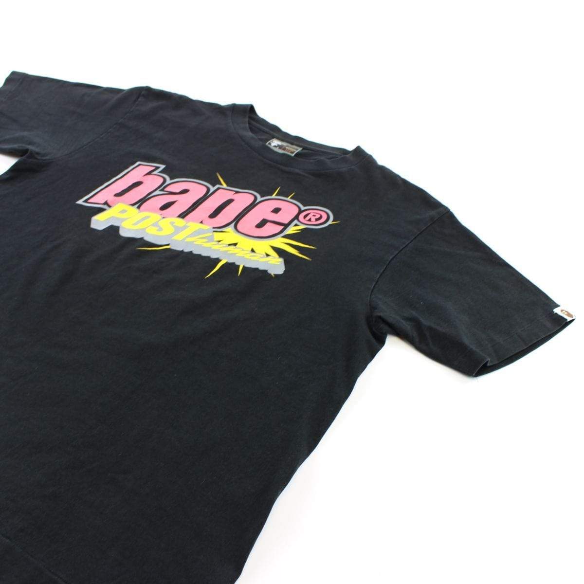 Bape Post human Text Graphic Tee Black - SaruGeneral