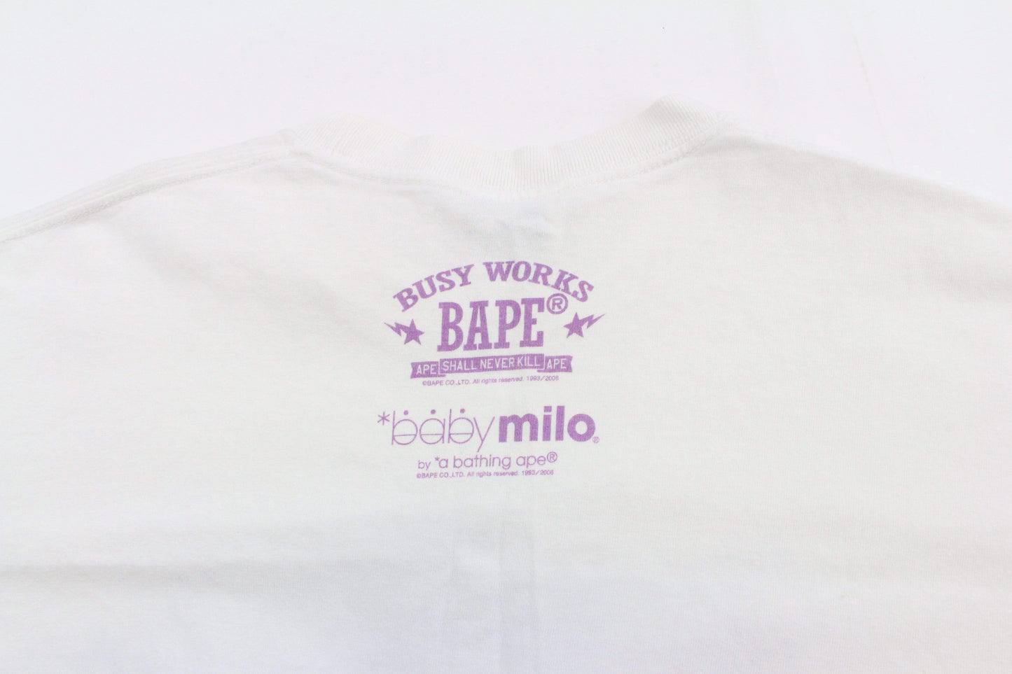 Bape Purple Baby Milo Gorilla Logo Tee White - SaruGeneral