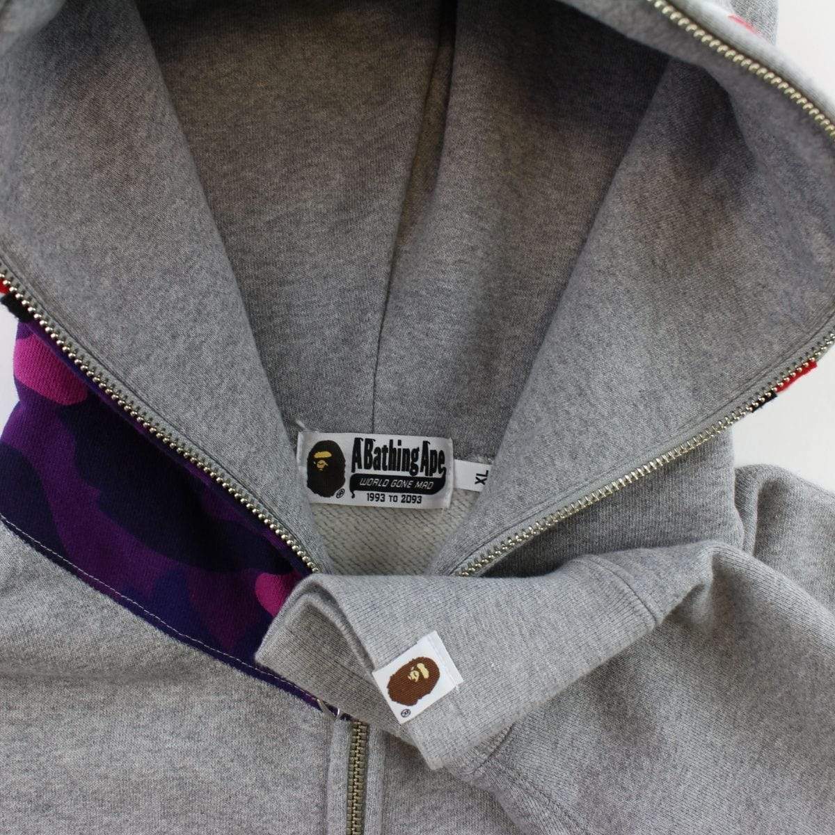 Bape Purple Camo Shark Face Hoodie Grey - SaruGeneral