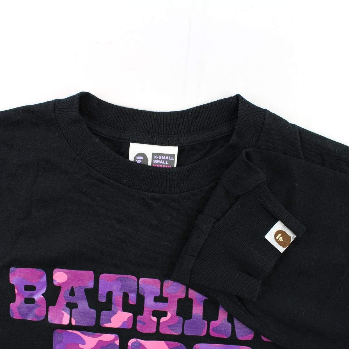Bape Purple Camo Text LS Black - SaruGeneral