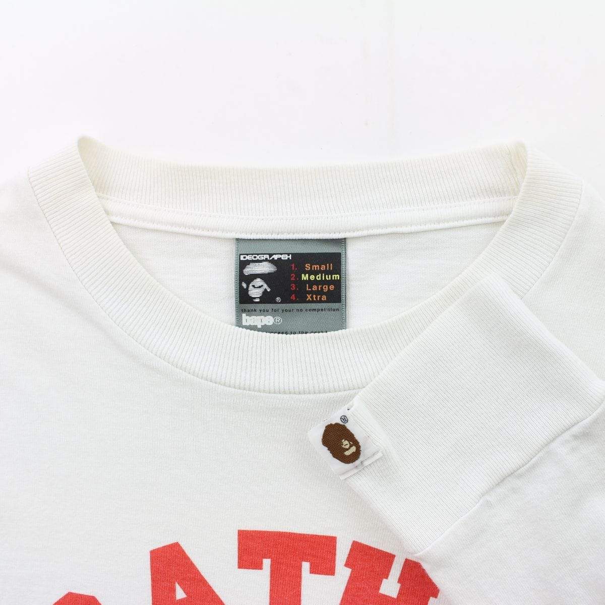 Bape Red Angry Face College Logo LS White - SaruGeneral