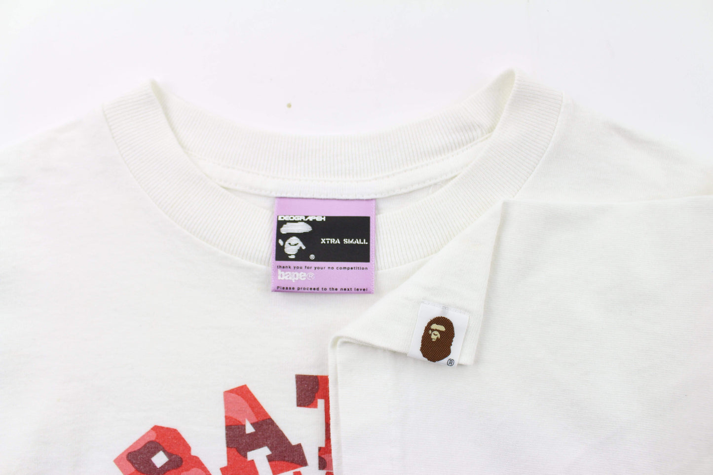 Bape Red Camo NYC College Logo Tee White - SaruGeneral