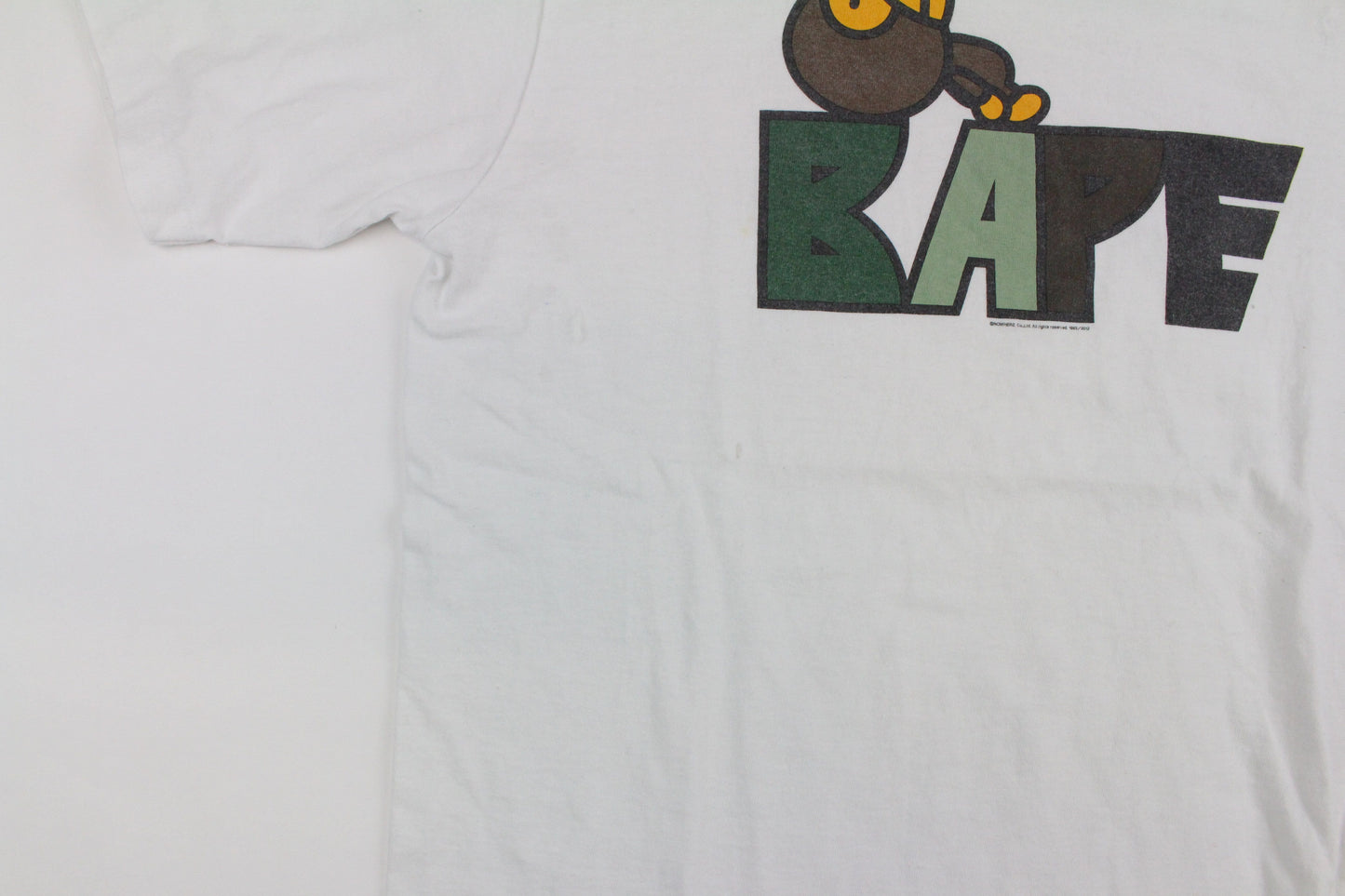 Bape Sleeping Milo Green Text Tee White - SaruGeneral