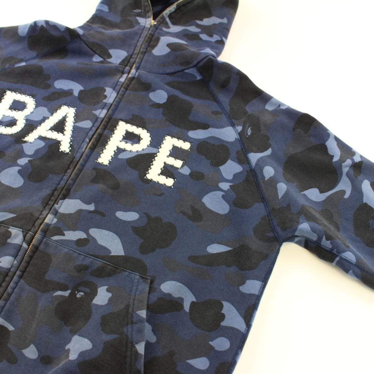 Bape Swarovki Text Blue Camo fullzip - SaruGeneral