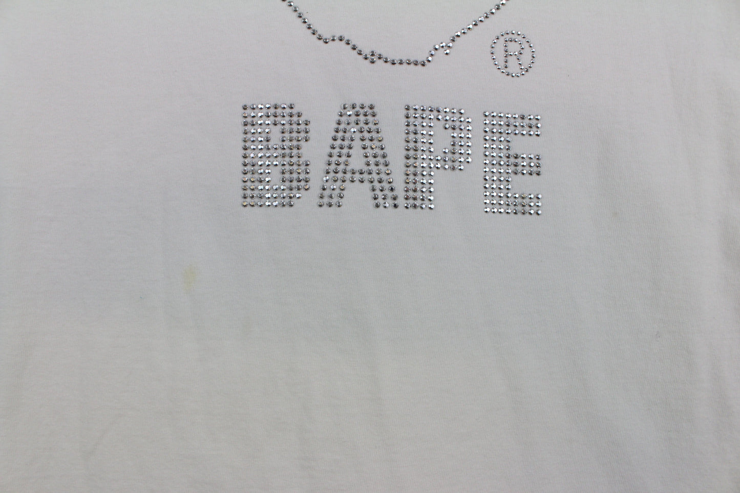 Bape Swarovski Big Ape Text Tee White - SaruGeneral