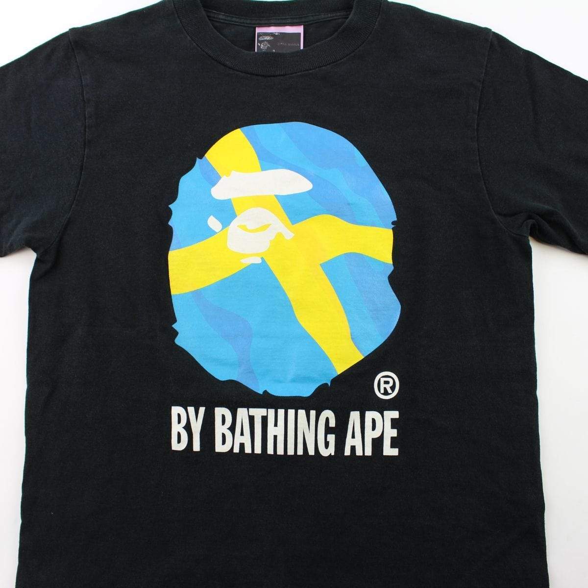 Bape Swedish Flag Big Ape Logo Tee Black - SaruGeneral