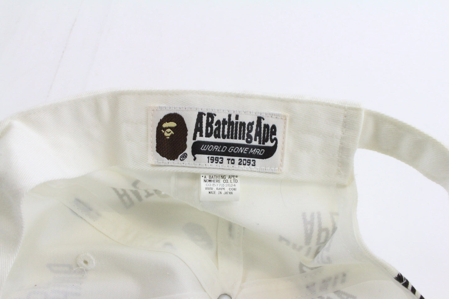 Bape Text & Logo Allover White Cap - SaruGeneral