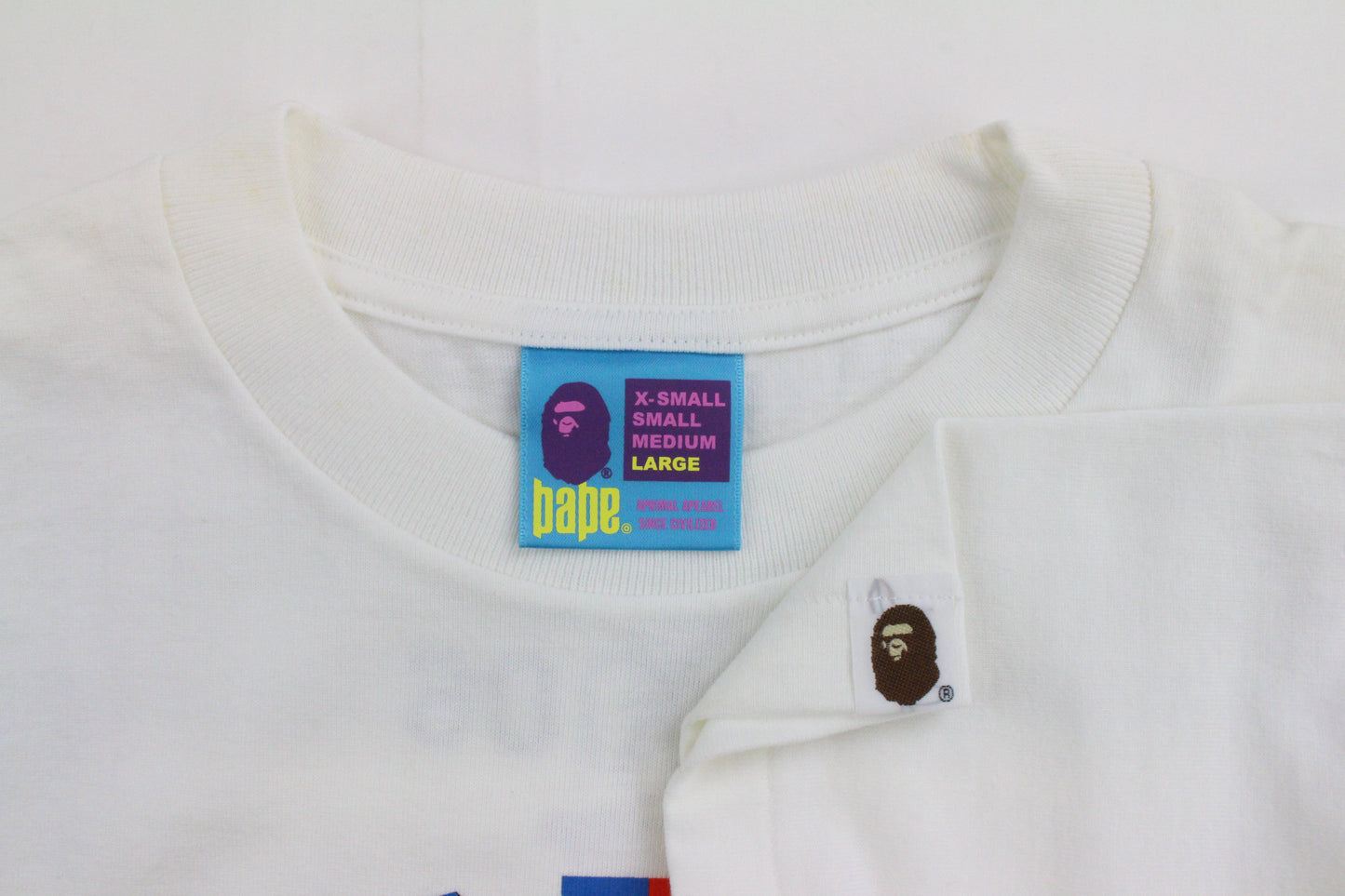 Bape US Flag 2006 College Logo Tee White - SaruGeneral