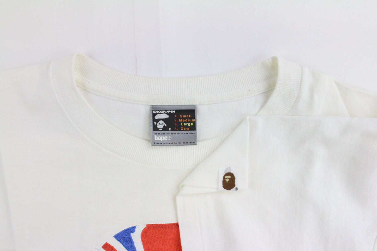 Bape Union Jack Flag Big Ape Logo Tee White - SaruGeneral