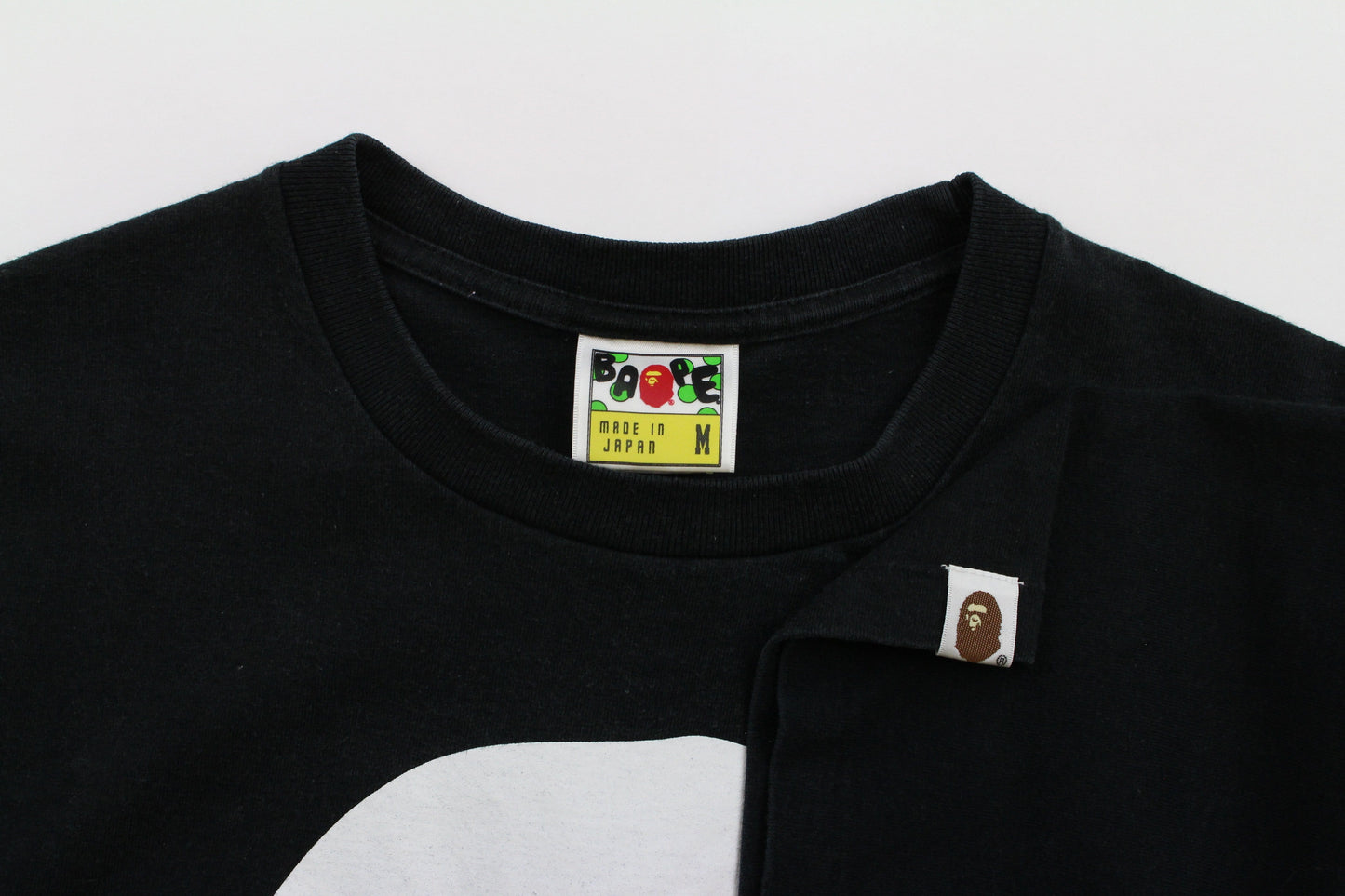 Bape White Angry Big Ape Logo Tee Black - SaruGeneral