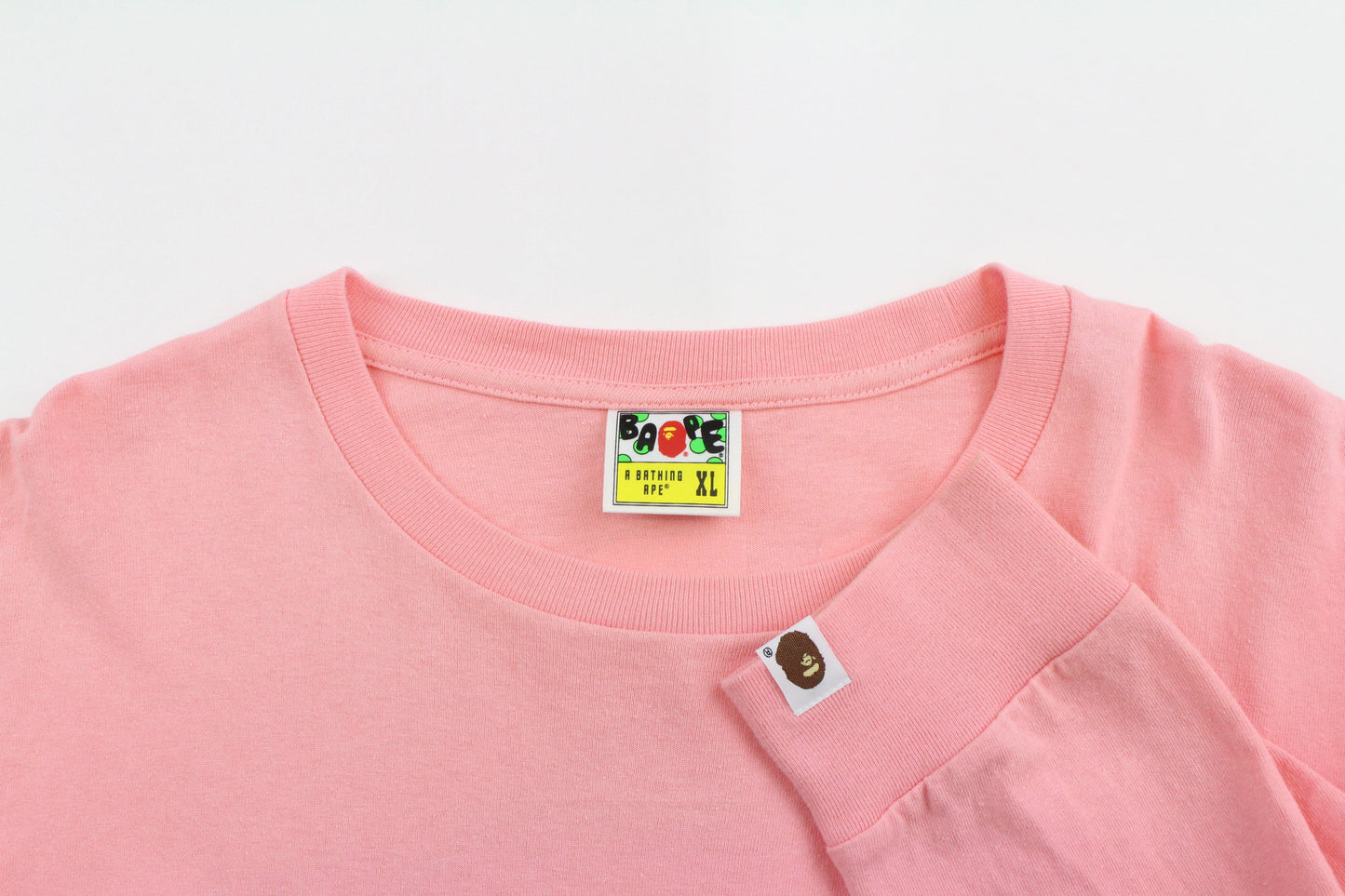 Bape White Ape Text LS Pink - SaruGeneral