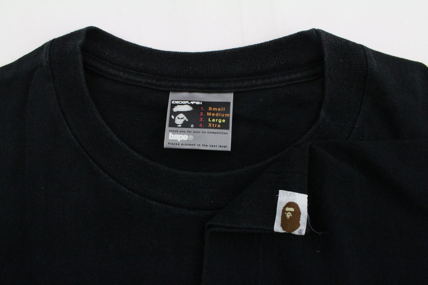 Bape White Ape Text Tee Black - SaruGeneral