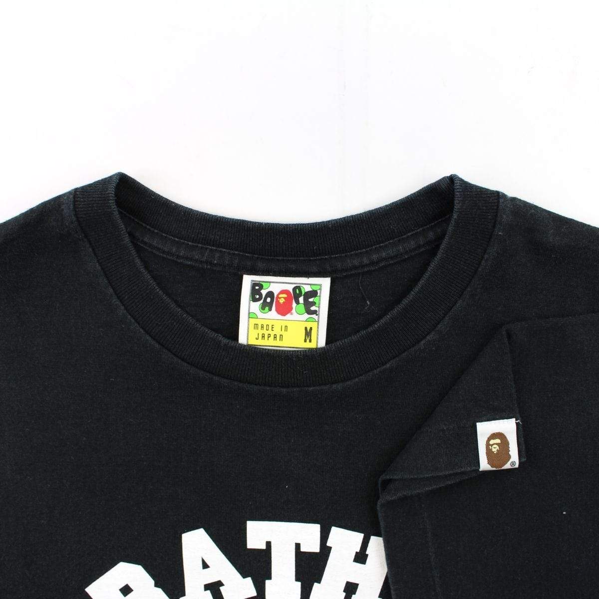 Bape White Bapesta College Logo Tee Black - SaruGeneral