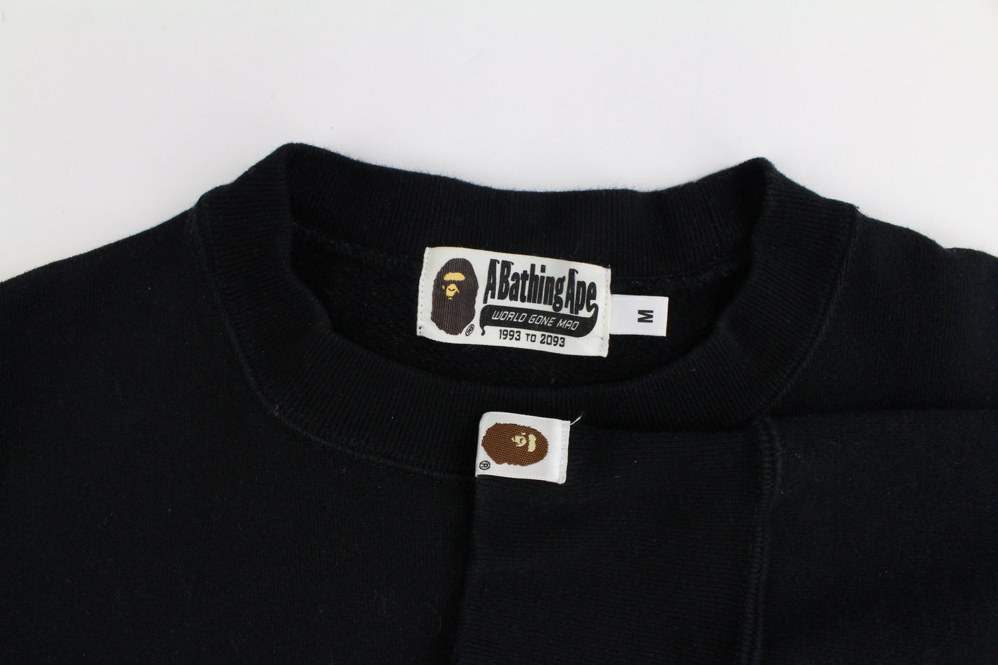 Bape White Big Ape swarkovski crystal outline Text Crew Black - SaruGeneral