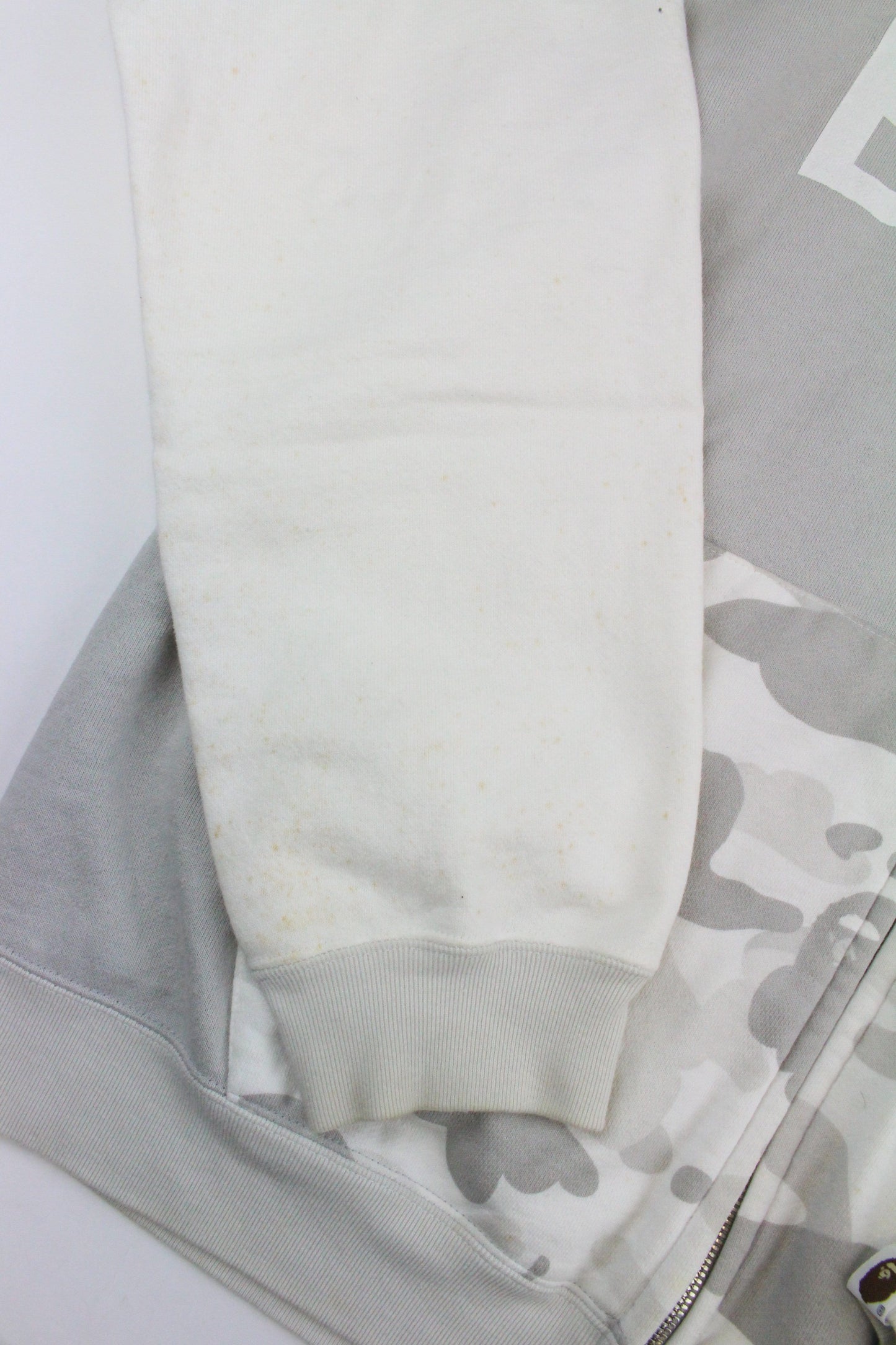 Bape White Camo Full Zip Text Hoodie - SaruGeneral
