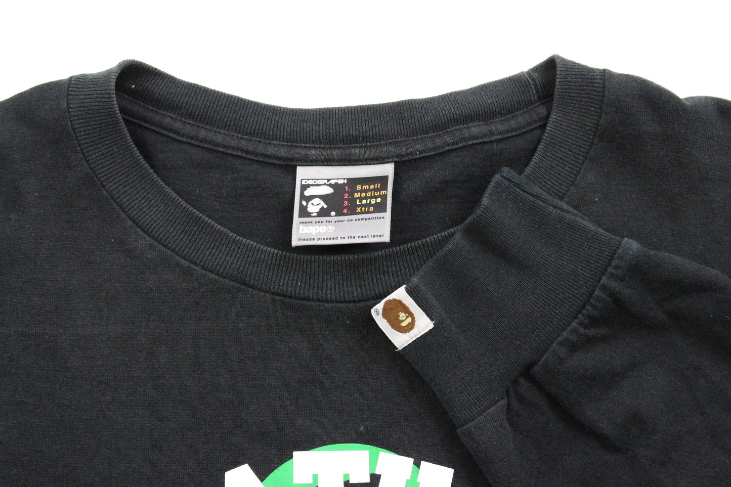 Bape White College Logo Green Outline Milo 2005 LS Black - SaruGeneral