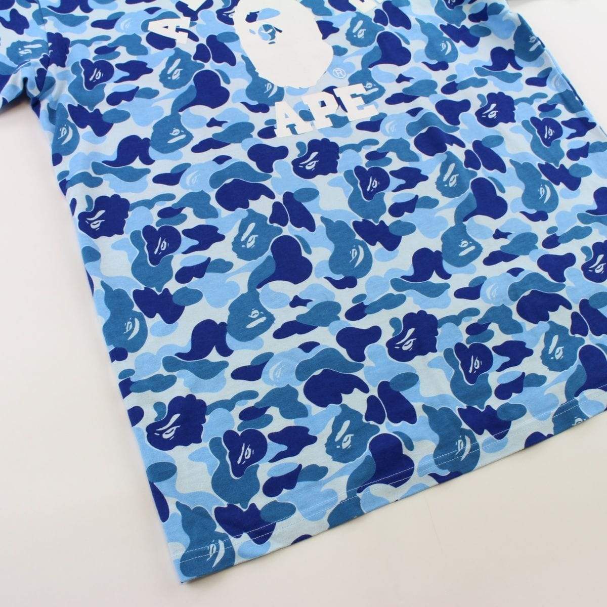 Bape White College Logo Tee ABC Blue Camo - SaruGeneral