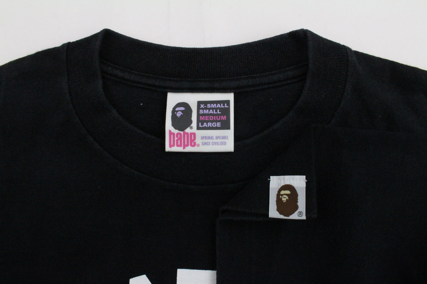 Bape White College Logo asnka back Tee Black - SaruGeneral