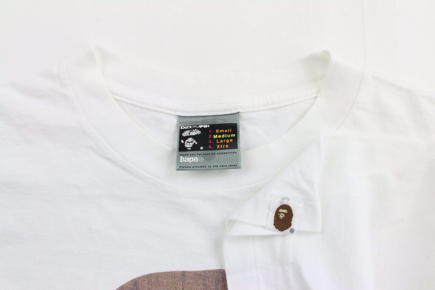 Bape Wood Big Ape Logo Tee White - SaruGeneral