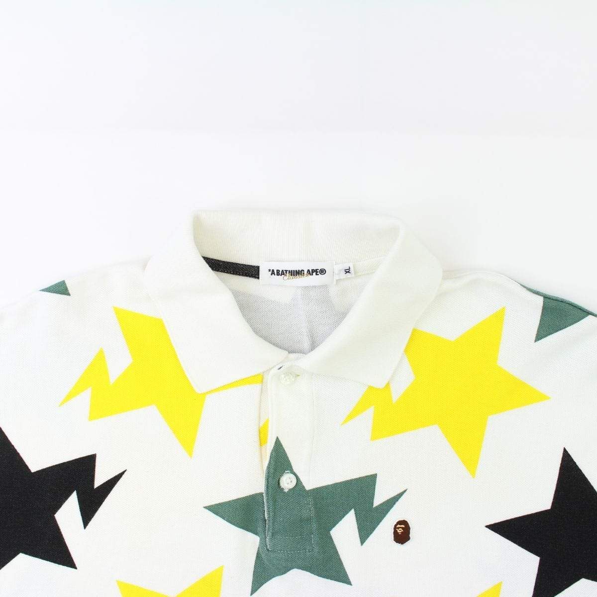 Bape Yellow & Green Bapesta Print Polo White - SaruGeneral
