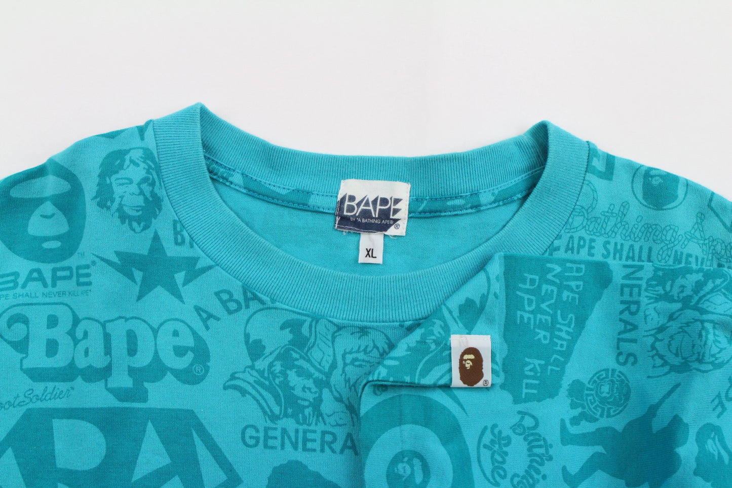 Bape generals Allover Logos Tee teal blue - SaruGeneral