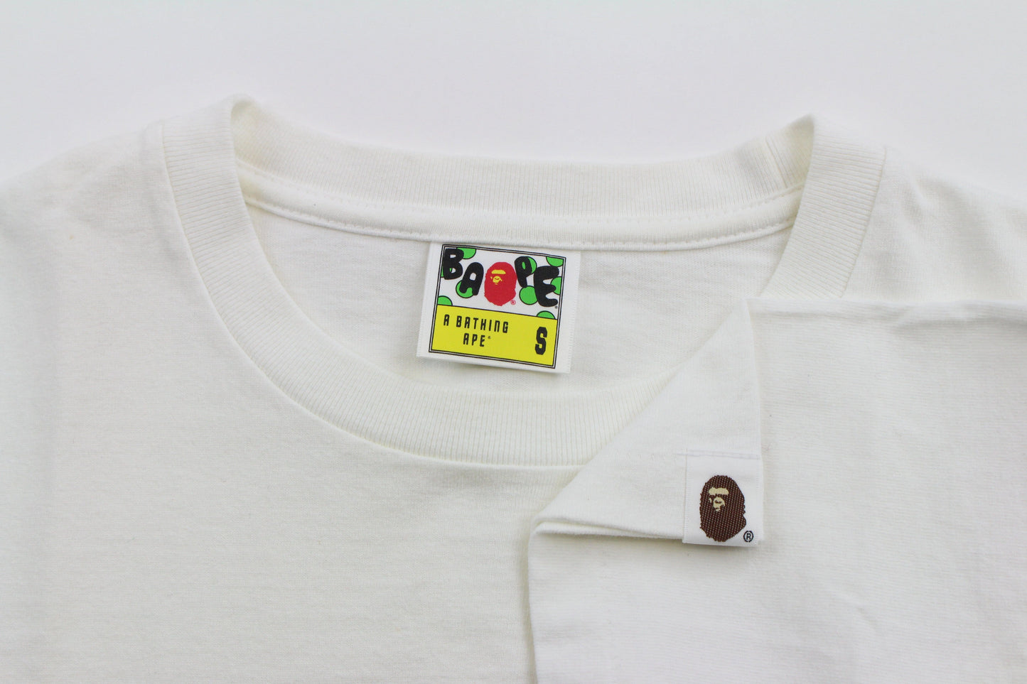 Bape rainbow Striped big Ape Logo Tee White - SaruGeneral