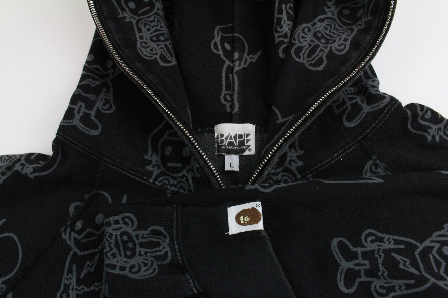 Bape x DC Grey Monogram Hero Hoodie Black - SaruGeneral