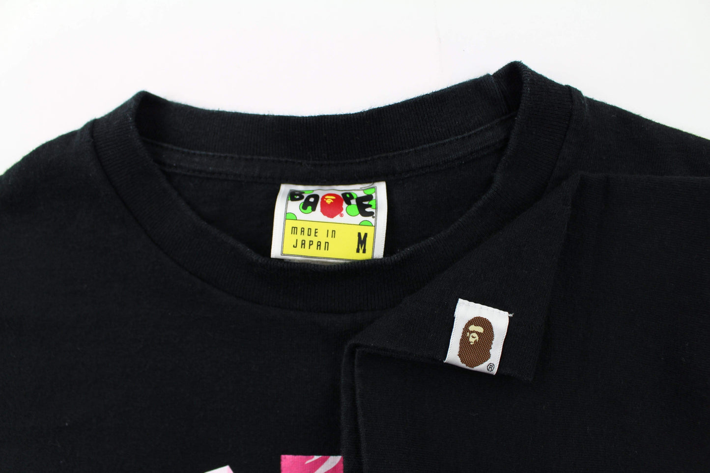 Bape x Kaws ABC Pink Camo College Logo Tee Black - SaruGeneral